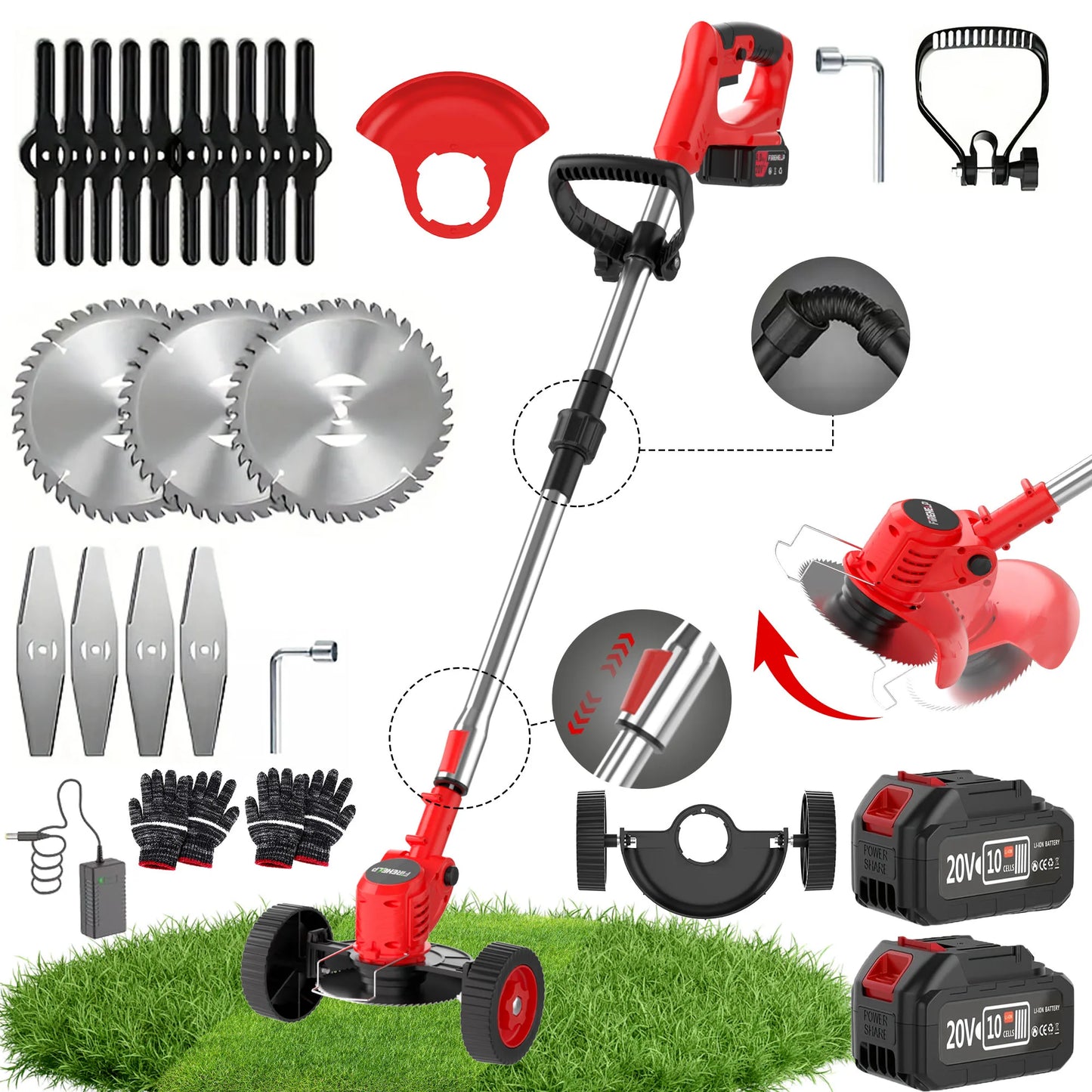 Firehelp 3 In 1 Cordless Weed Trimmer And Lawn Mower