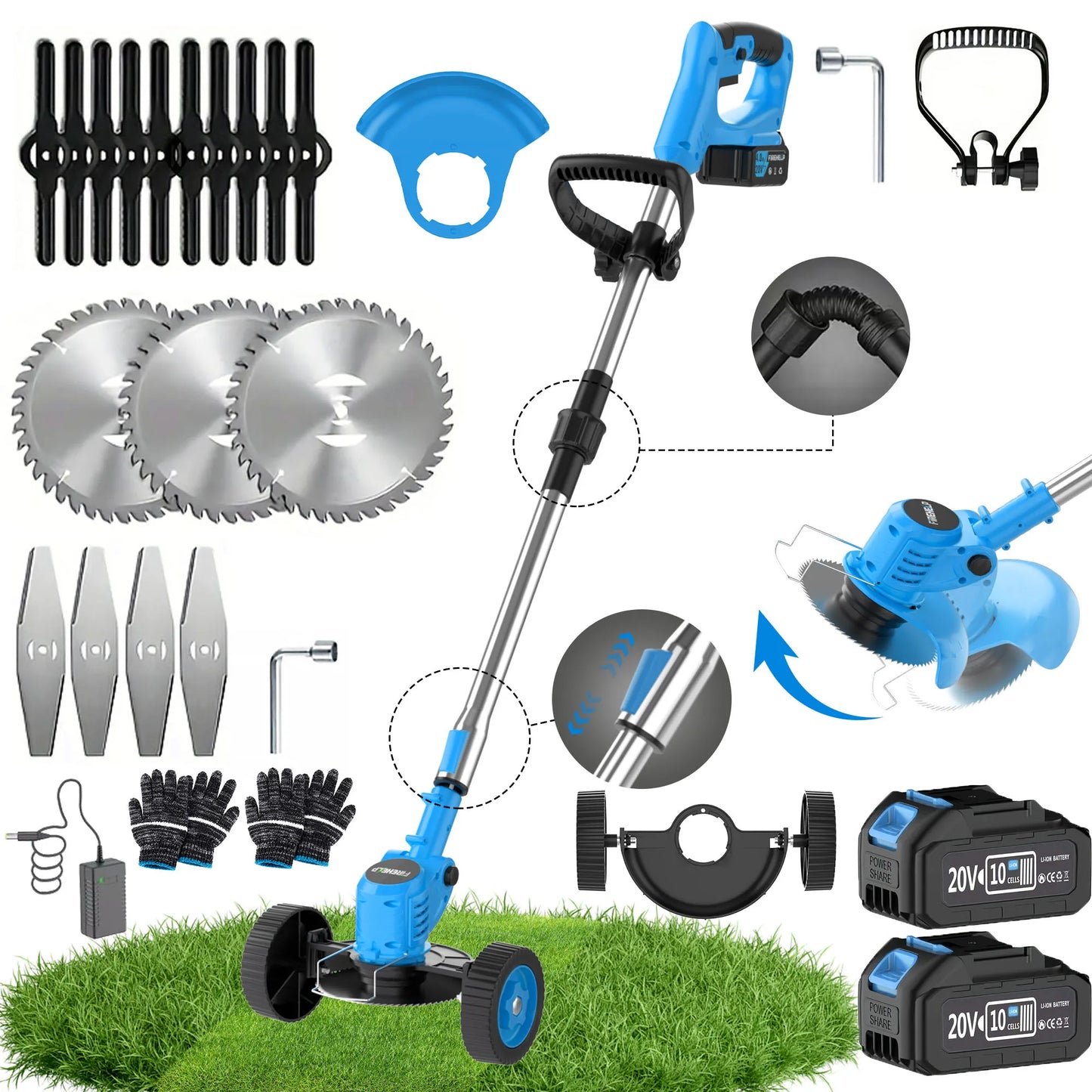 Firehelp 3 In 1 Cordless Weed Trimmer And Lawn Mower