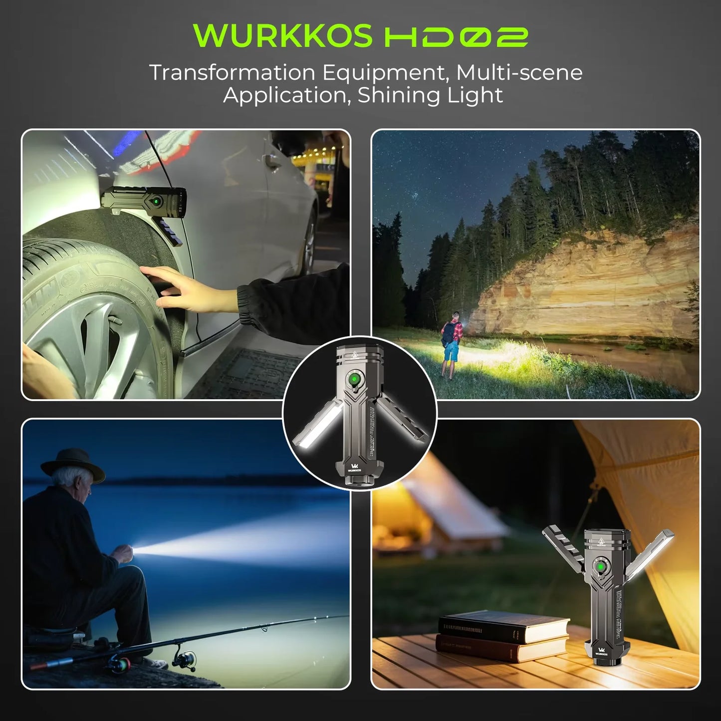 Wurkkos HD02 LED Camping Lamp 800 Lumens Rechargeable Outdoor Searchlight