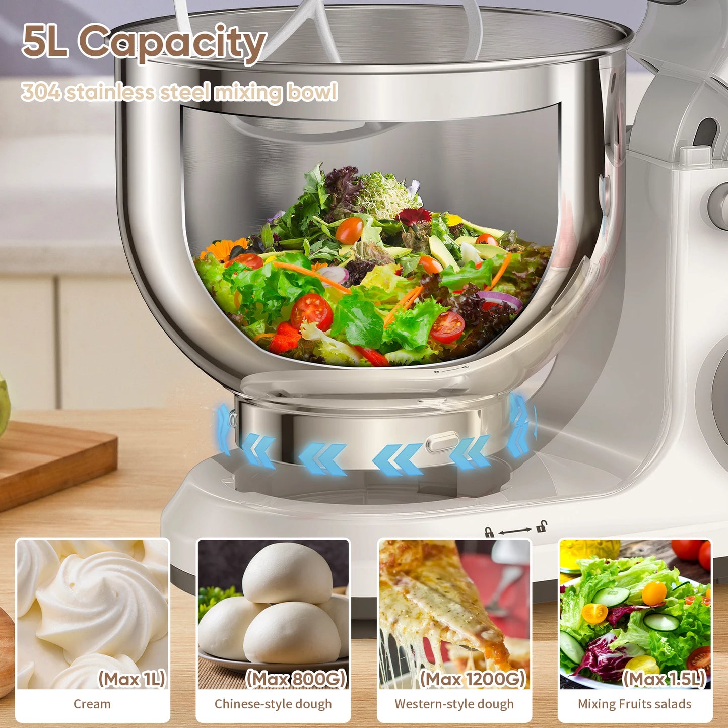 Biolomix Kitchen Stand Mixer 1200W 11 Speeds With OLED