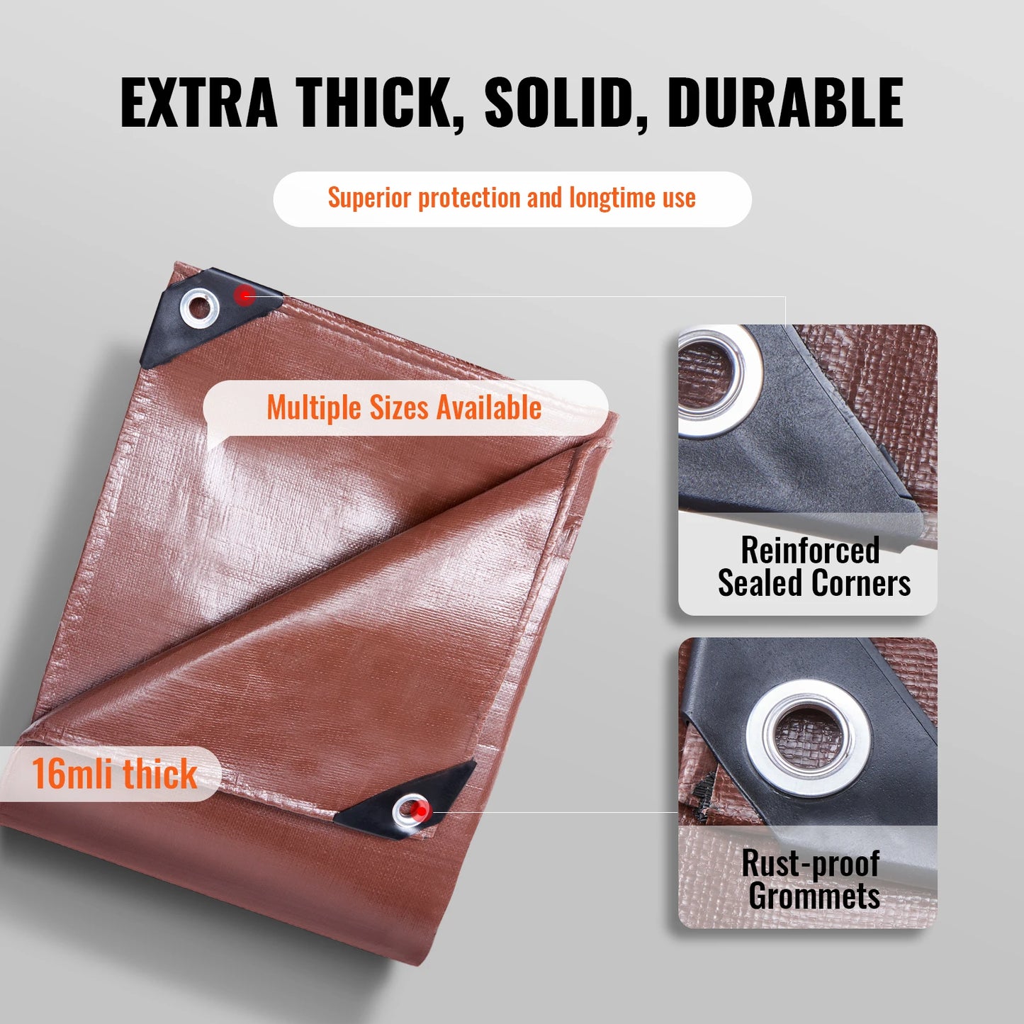 SucceBuy Heavy Duty Tarp Waterproof Poly Tarps With Grommets Outdoor
