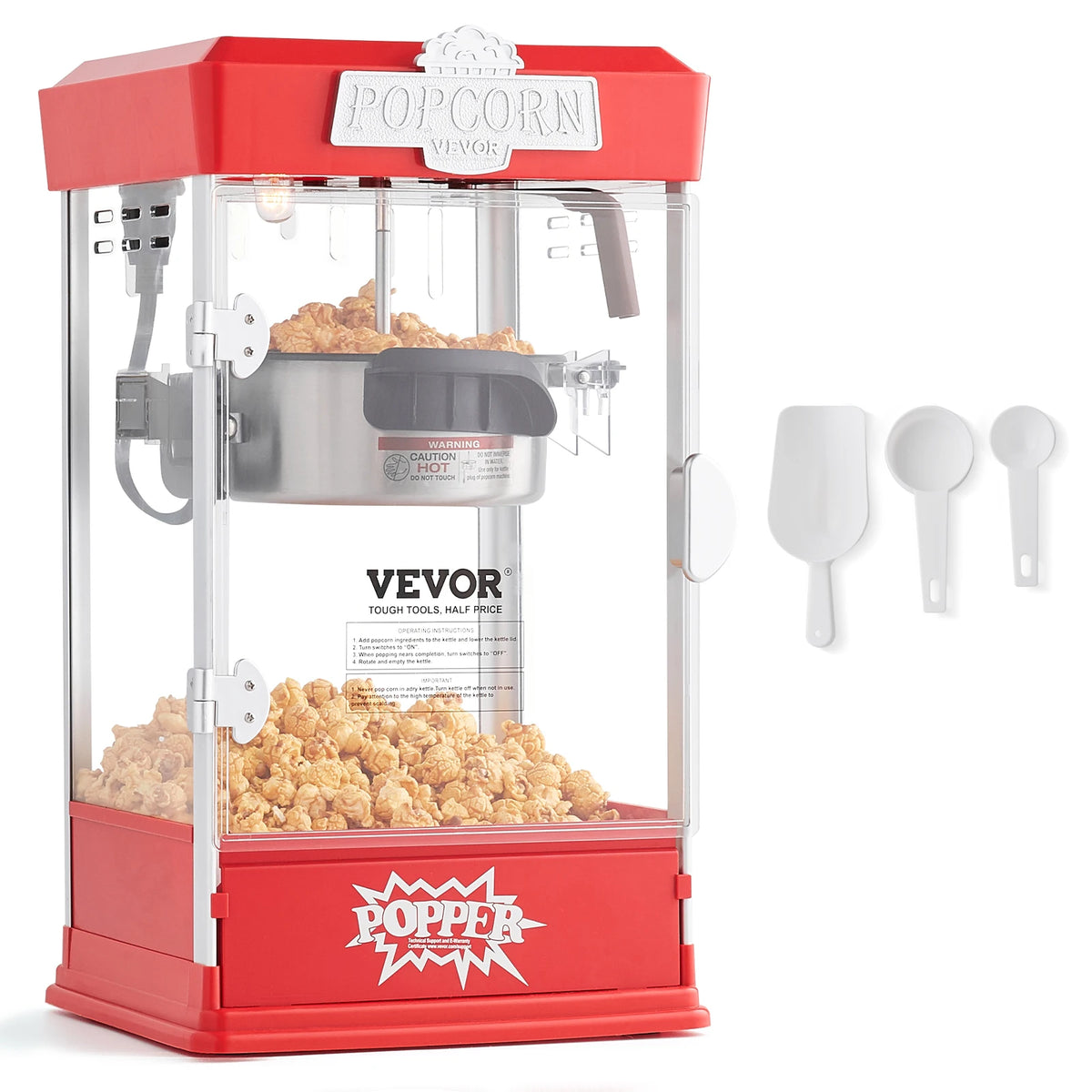 SucceBuy Movie Theater Style Commercial Countertop Popcorn Machine With 3 Scoops