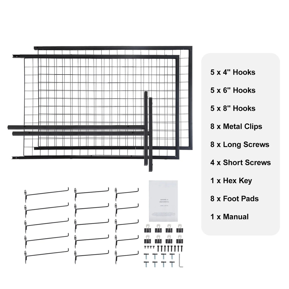 SucceBuy Grid Wall Panels Tower Wire Gridwall Display Racks with Hooks