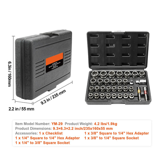 SucceBuy 29Piece Bolt Extractor Set For Stuck Nuts And Bolts
